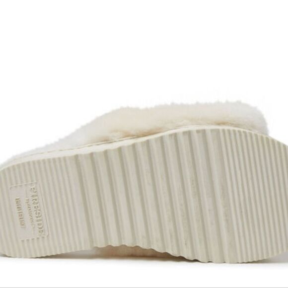 Fireside By Dearfoams Cairns Genuine Shearling Slide Slipper-Metallic Suede Trim - Picture 3 of 11